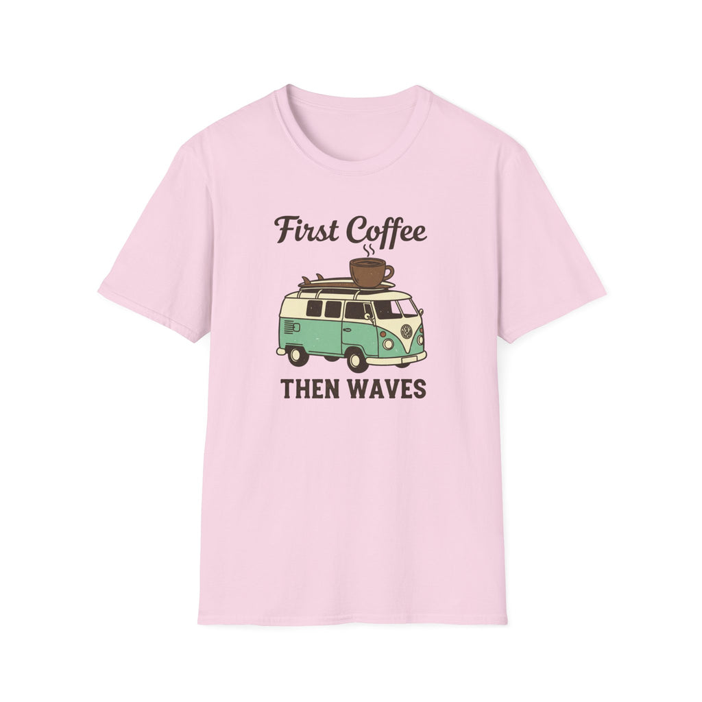 First Coffee Then Waves T‑Shirt