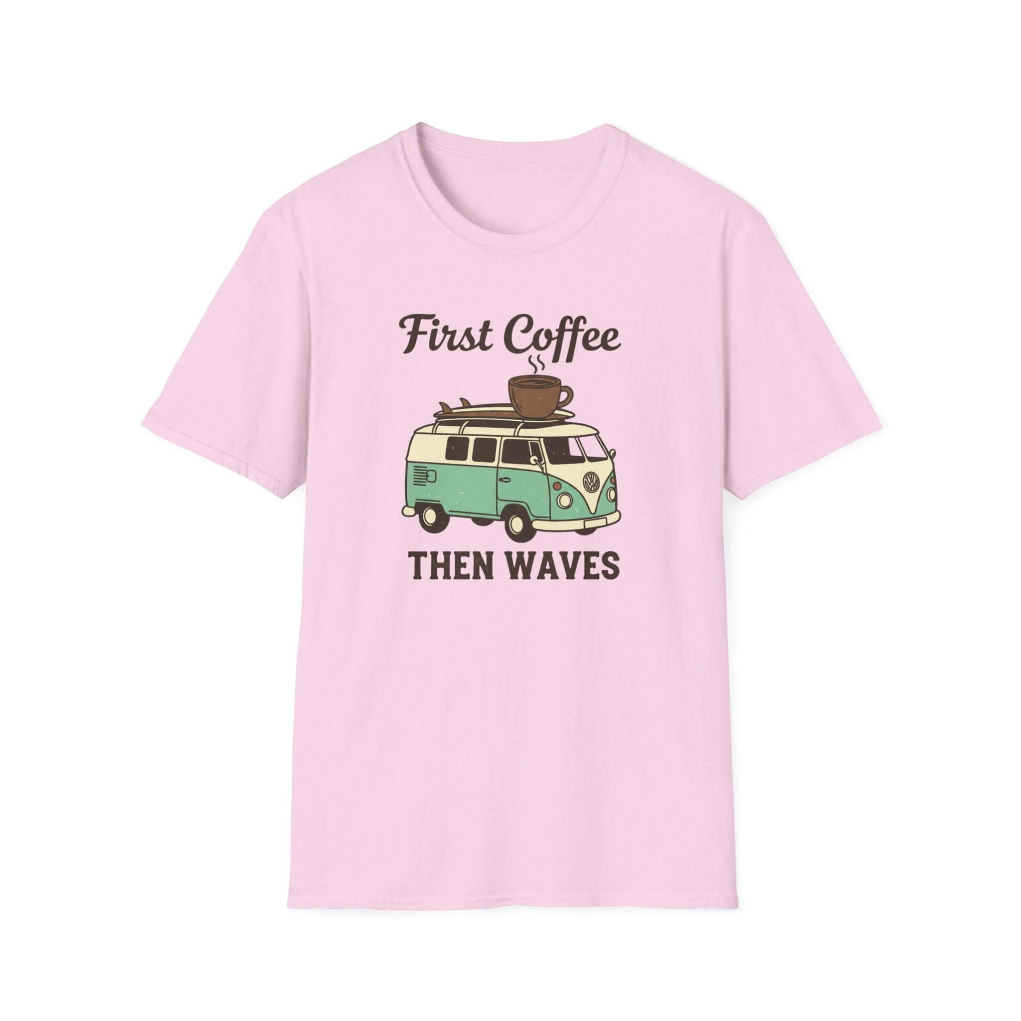 First Coffee Then Waves T‑Shirt