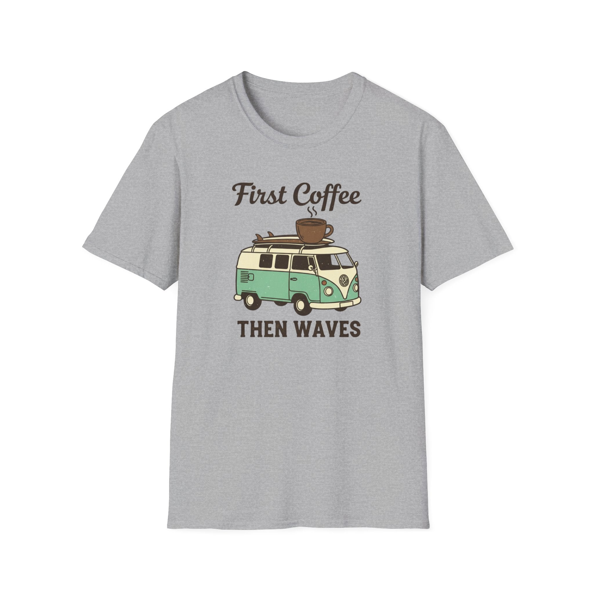 First Coffee Then Waves T‑Shirt