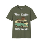First Coffee Then Waves T‑Shirt