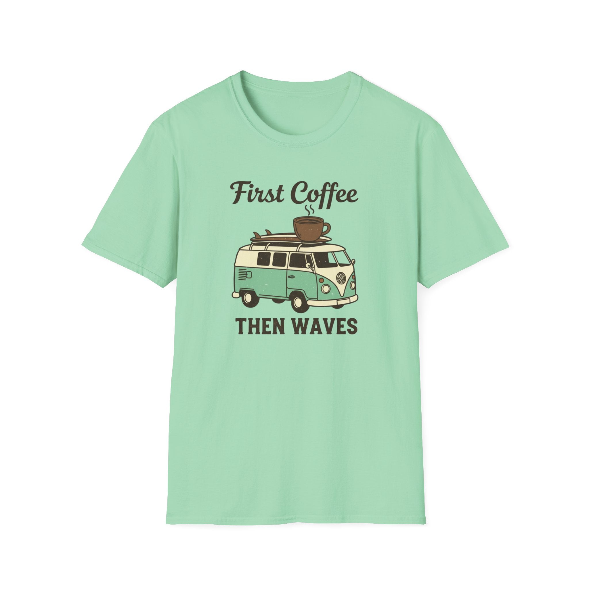 First Coffee Then Waves T‑Shirt