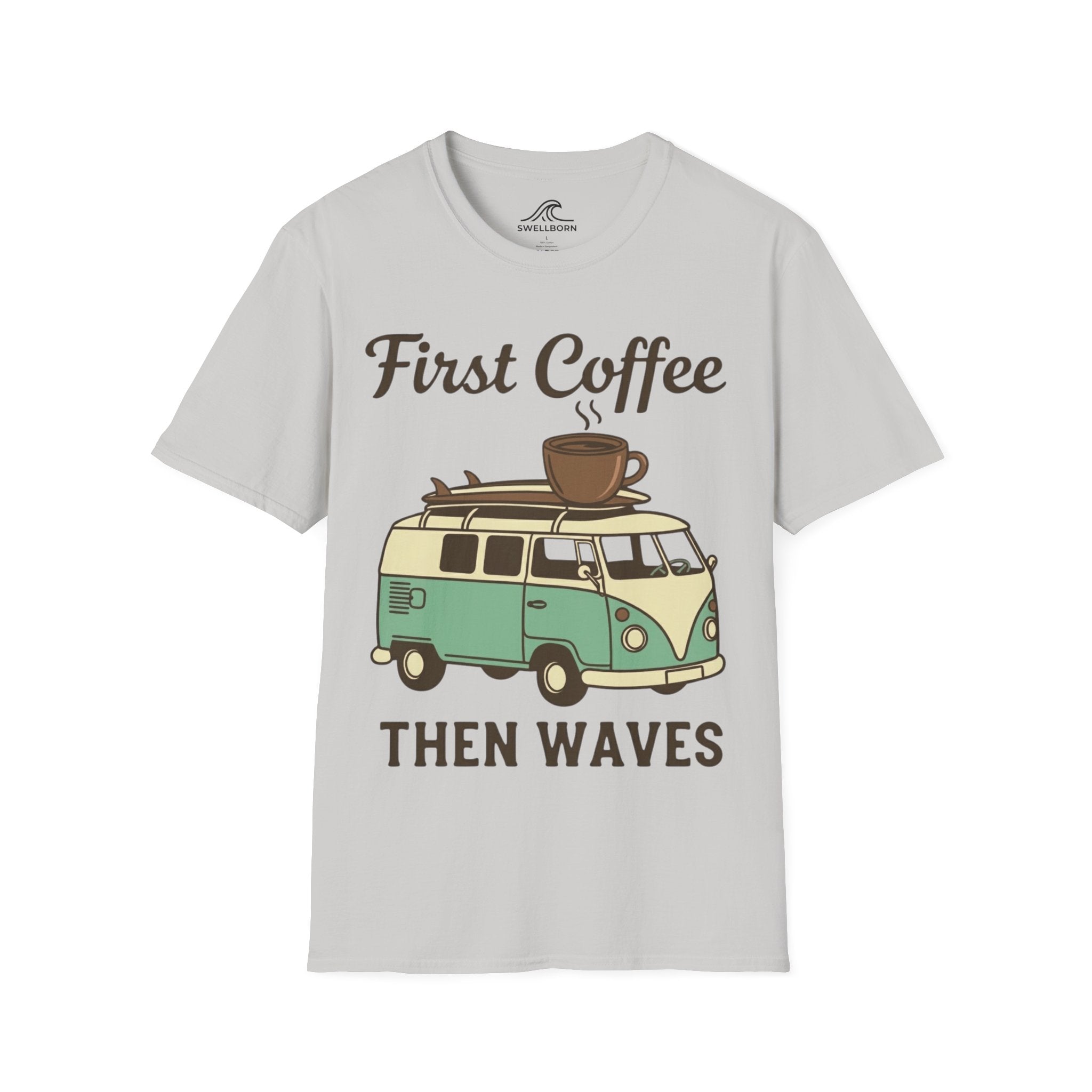 First Coffee Then Waves T‑Shirt