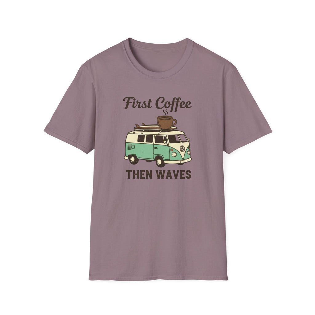 First Coffee Then Waves T‑Shirt