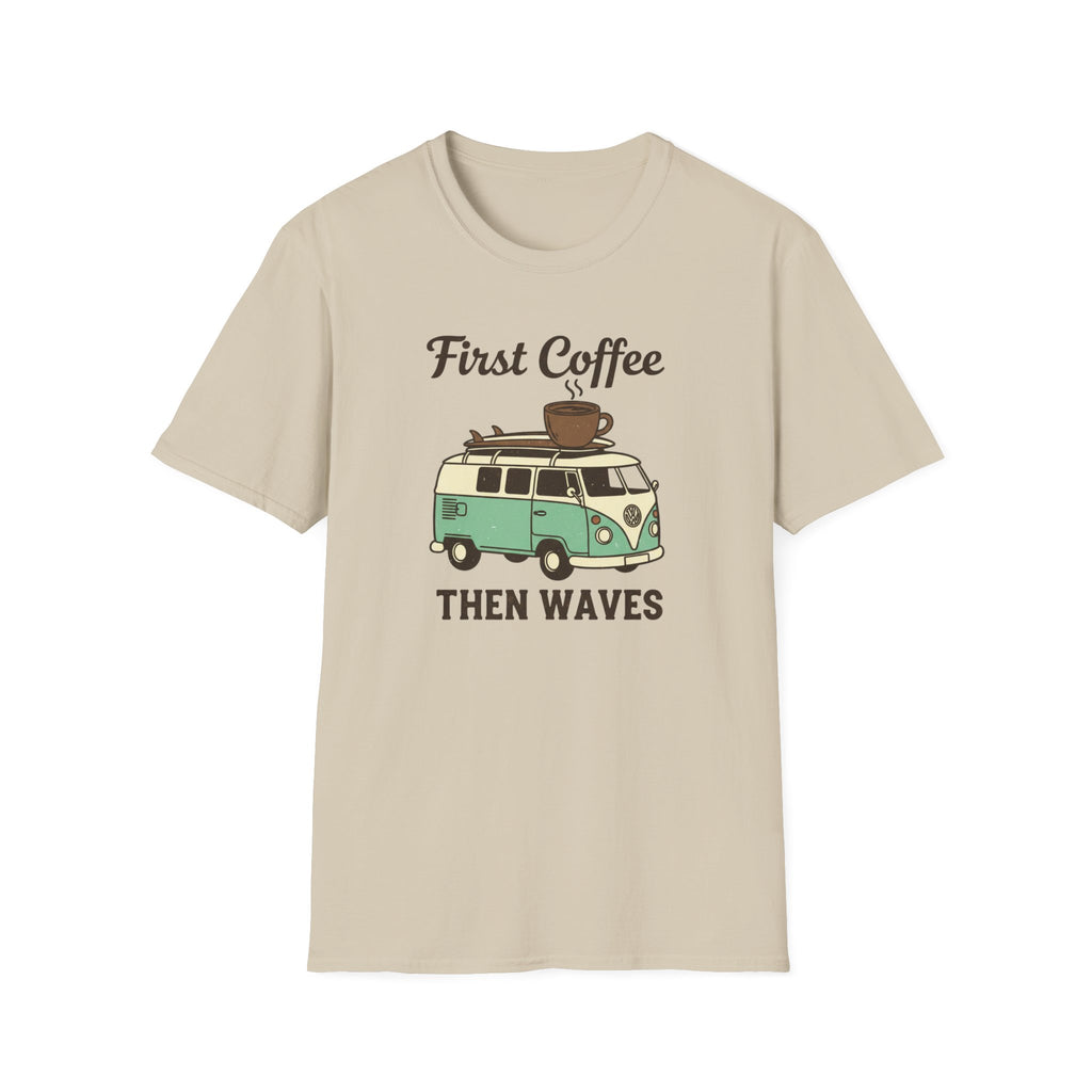 First Coffee Then Waves T‑Shirt