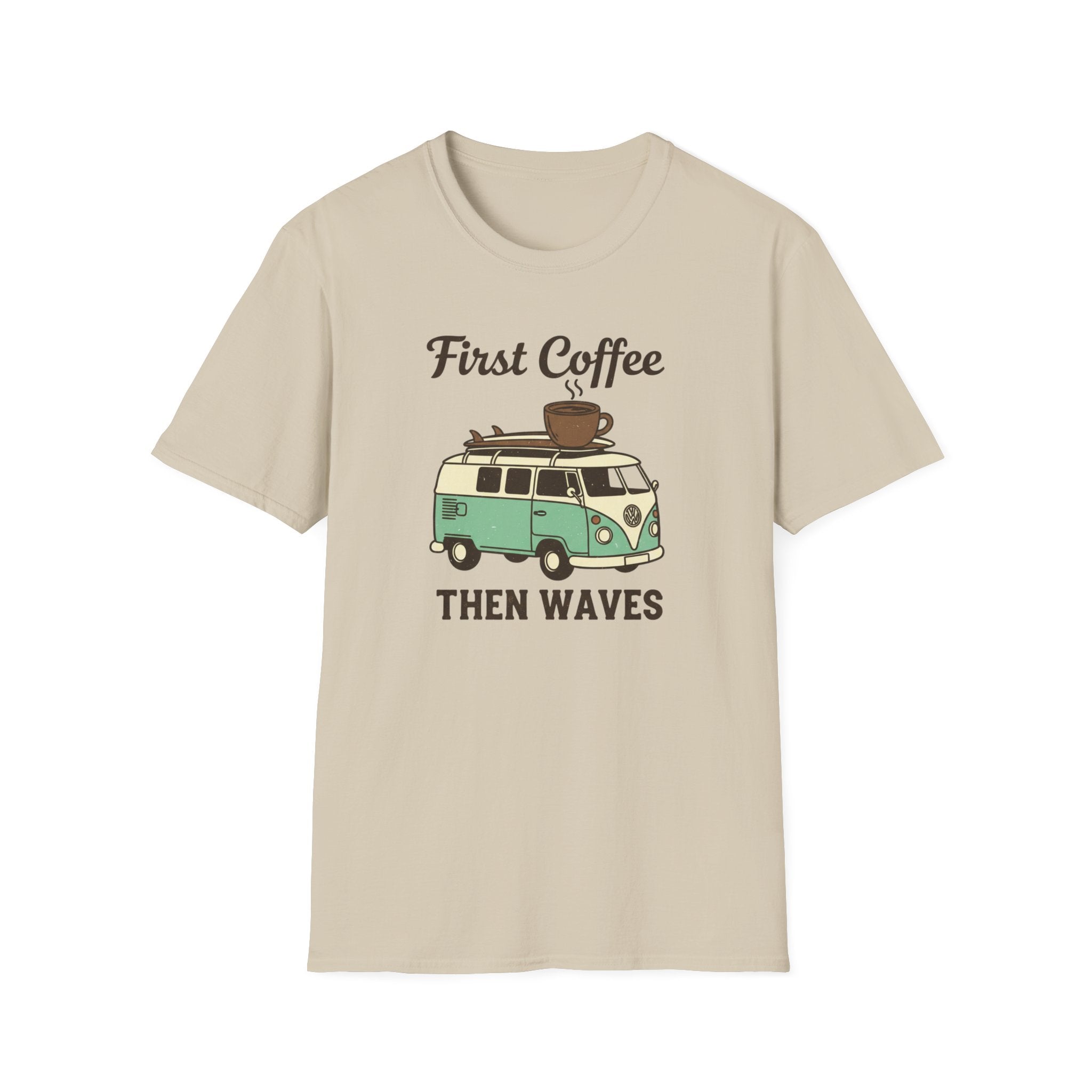 First Coffee Then Waves T‑Shirt