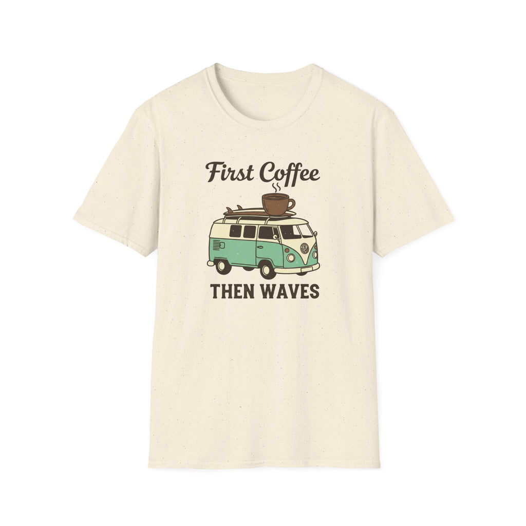 First Coffee Then Waves T‑Shirt