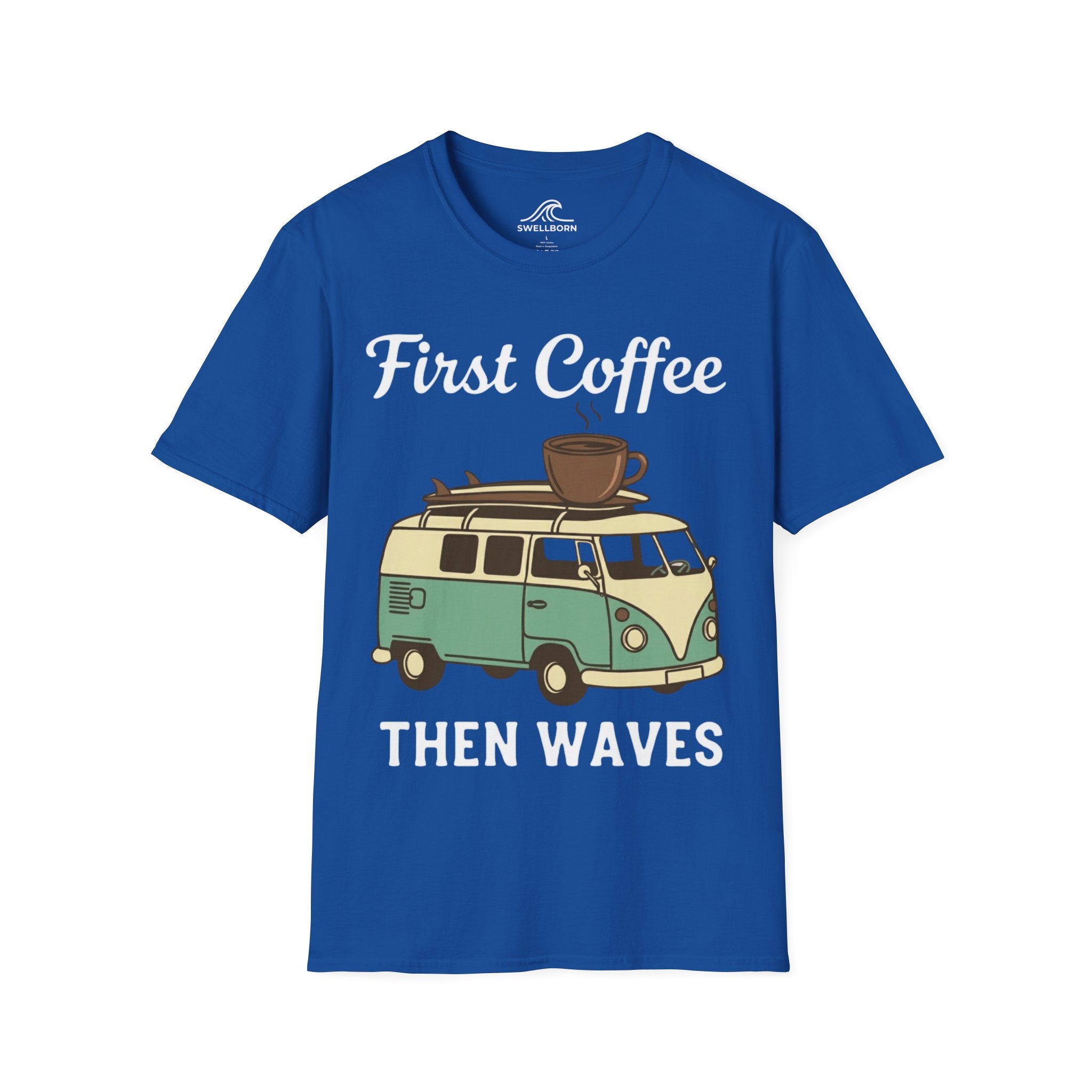 First Coffee Then Waves T‑Shirt