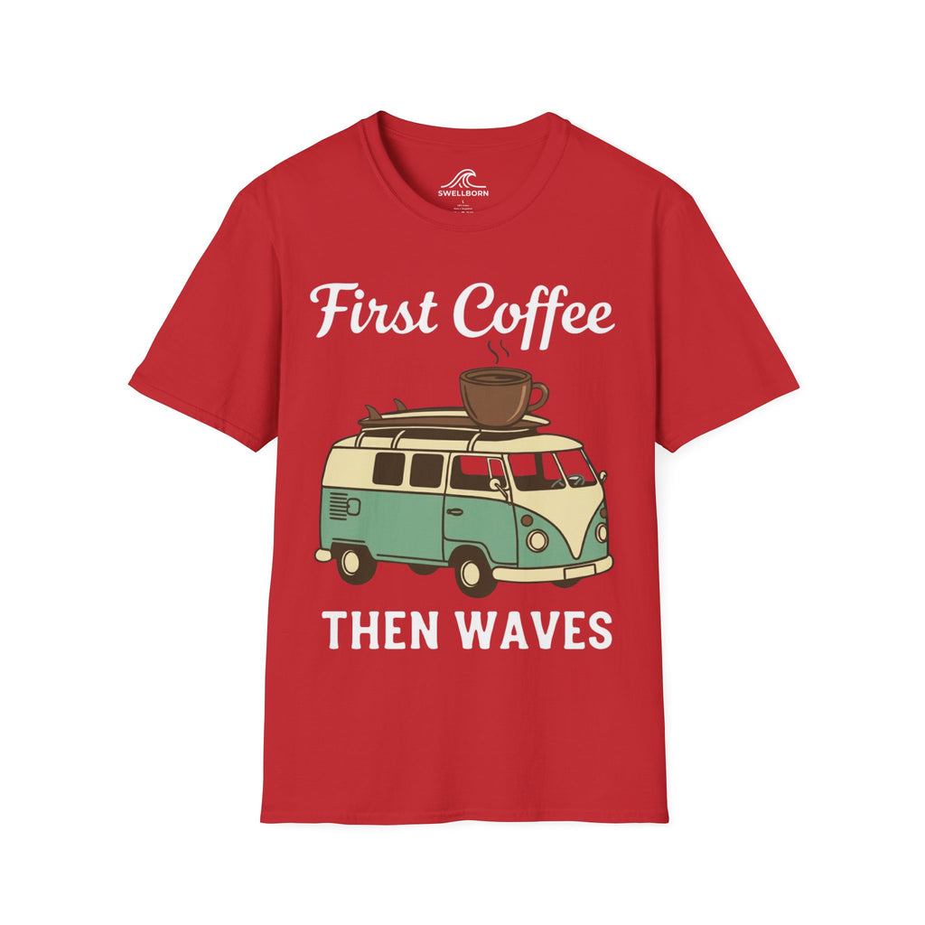 First Coffee Then Waves T‑Shirt
