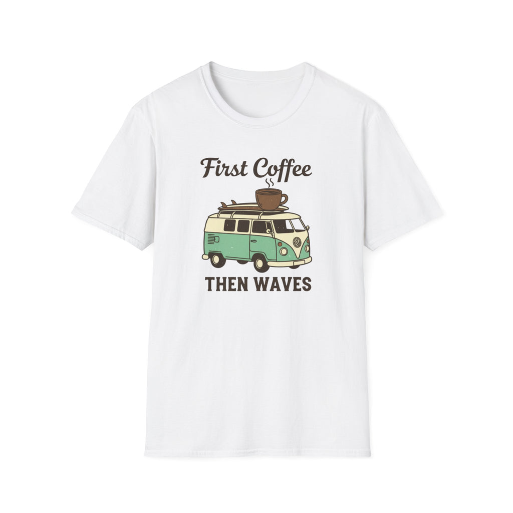 First Coffee Then Waves T‑Shirt