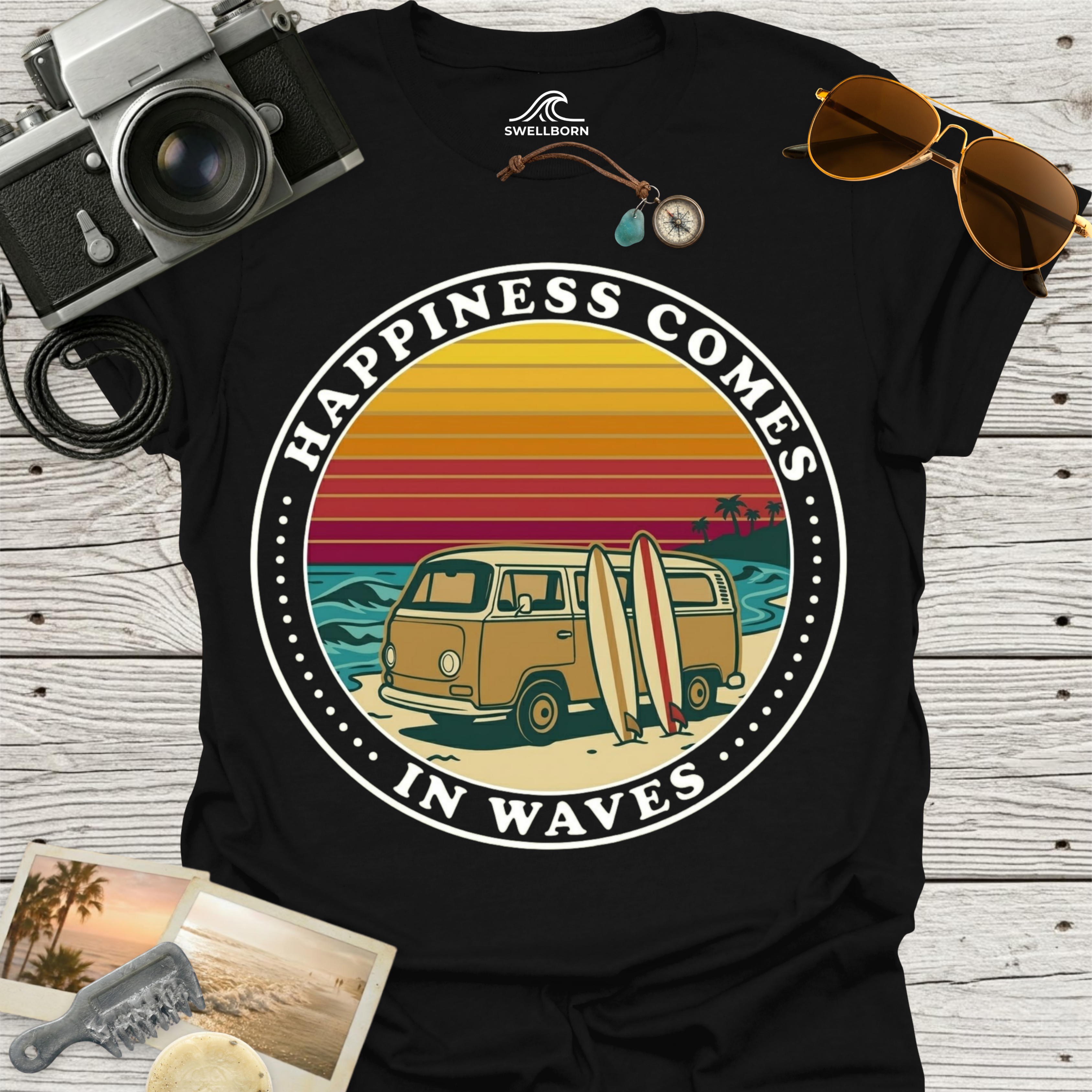 Happiness Comes In Waves T-Shirt
