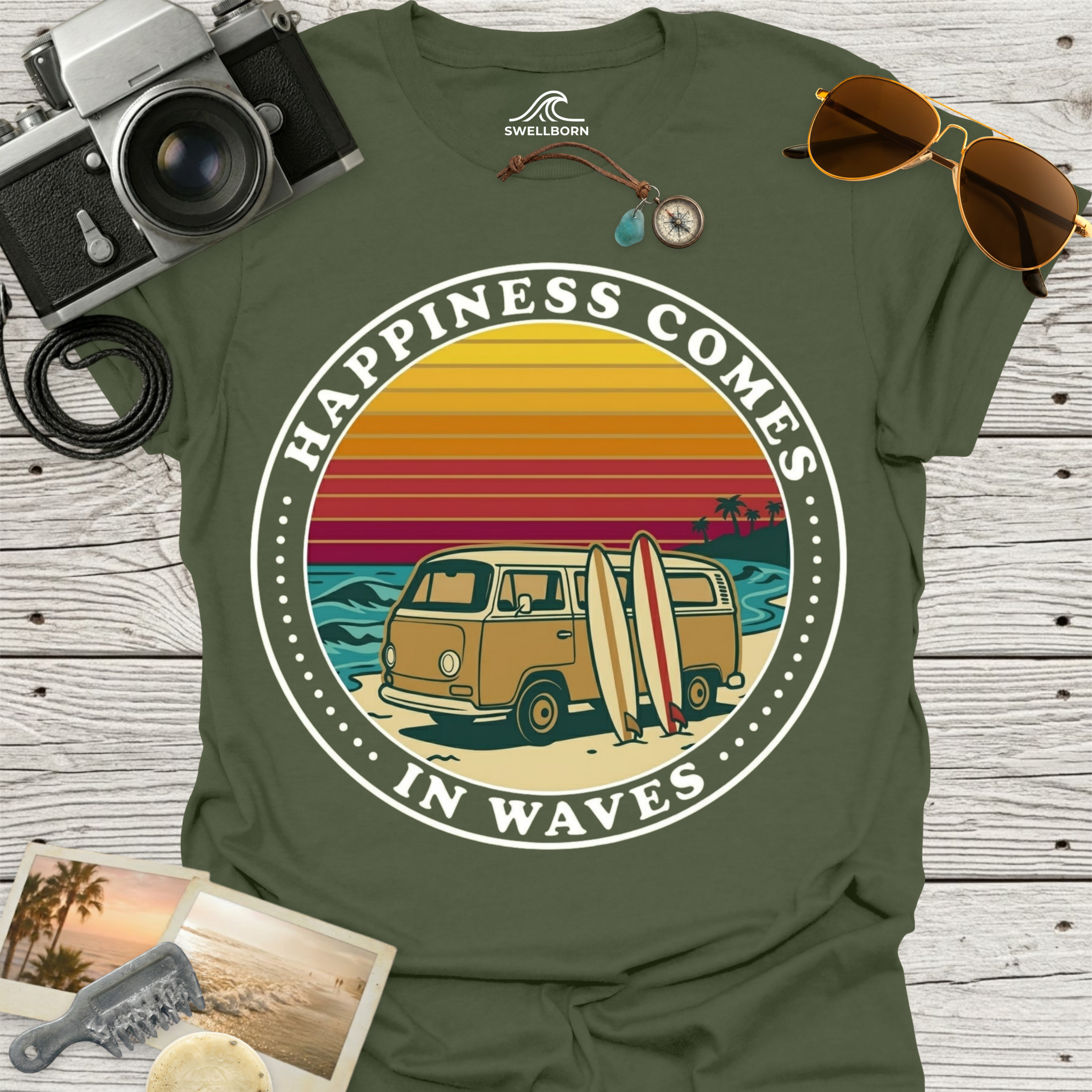Happiness Comes In Waves T-Shirt