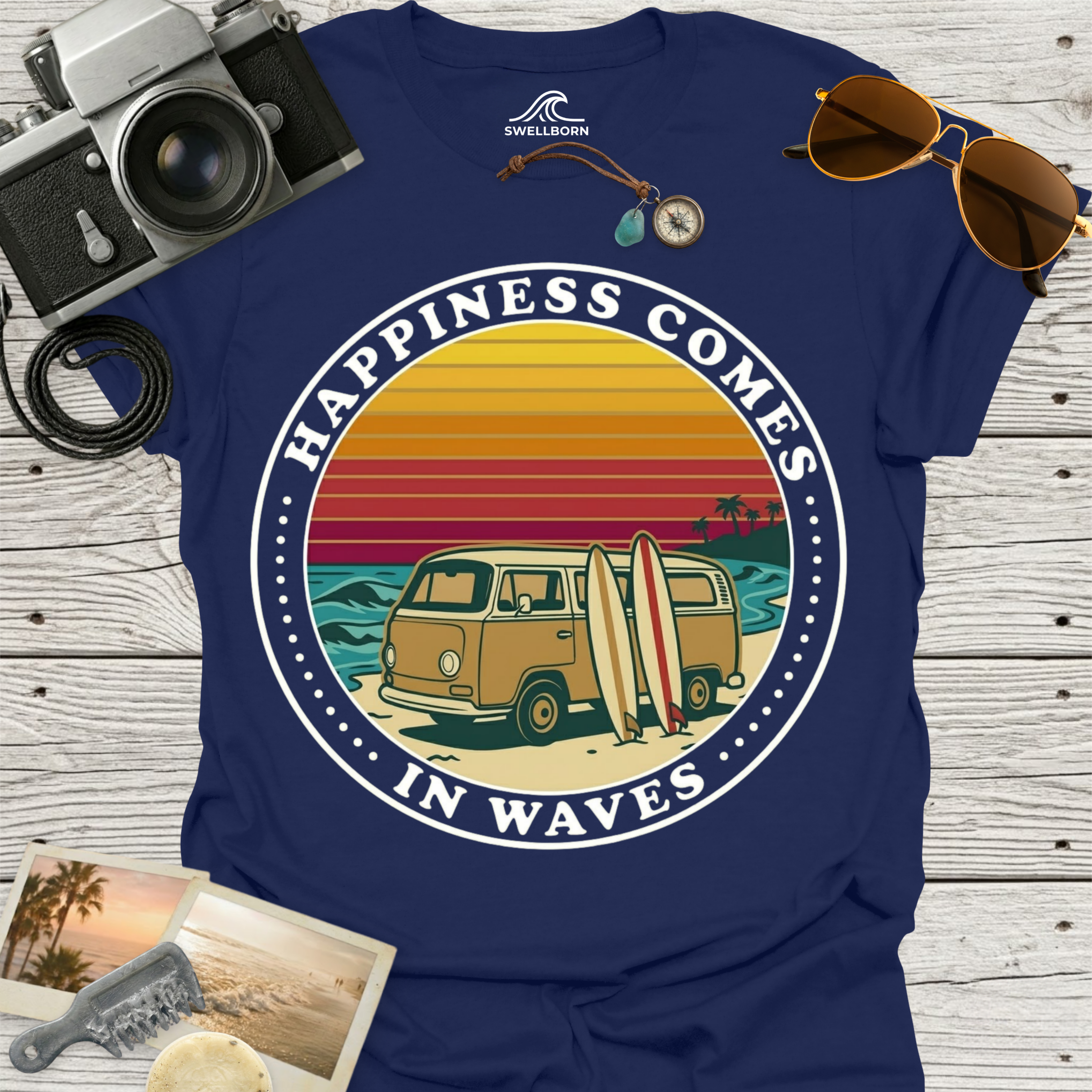 Happiness Comes In Waves T-Shirt