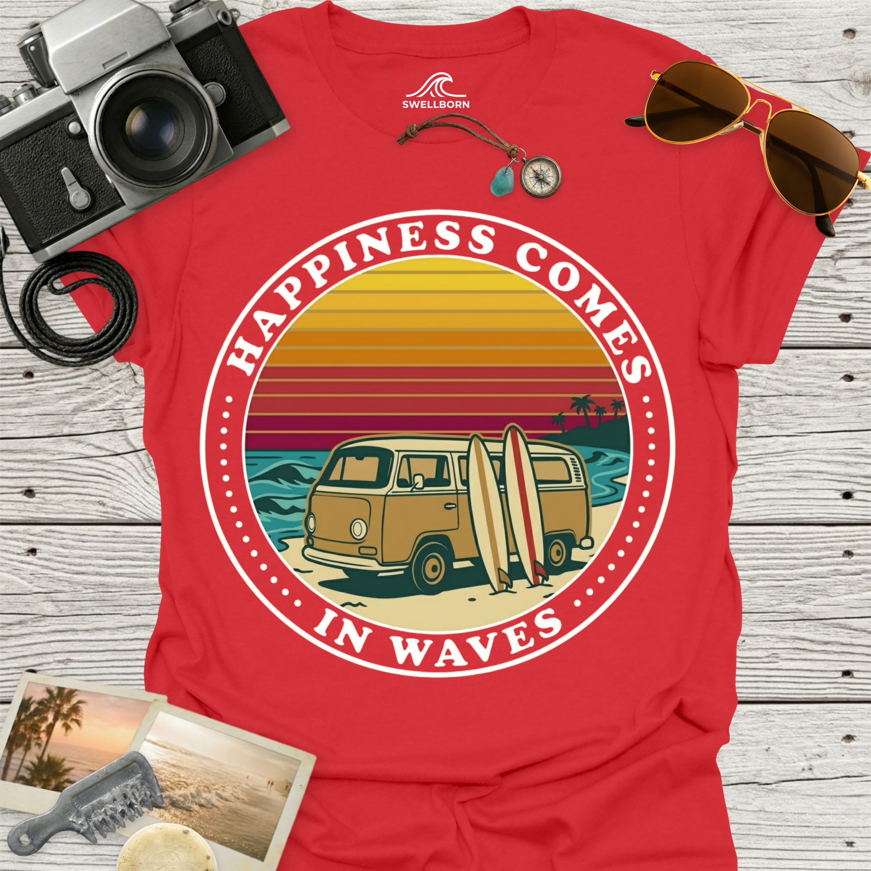 Happiness Comes In Waves T-Shirt