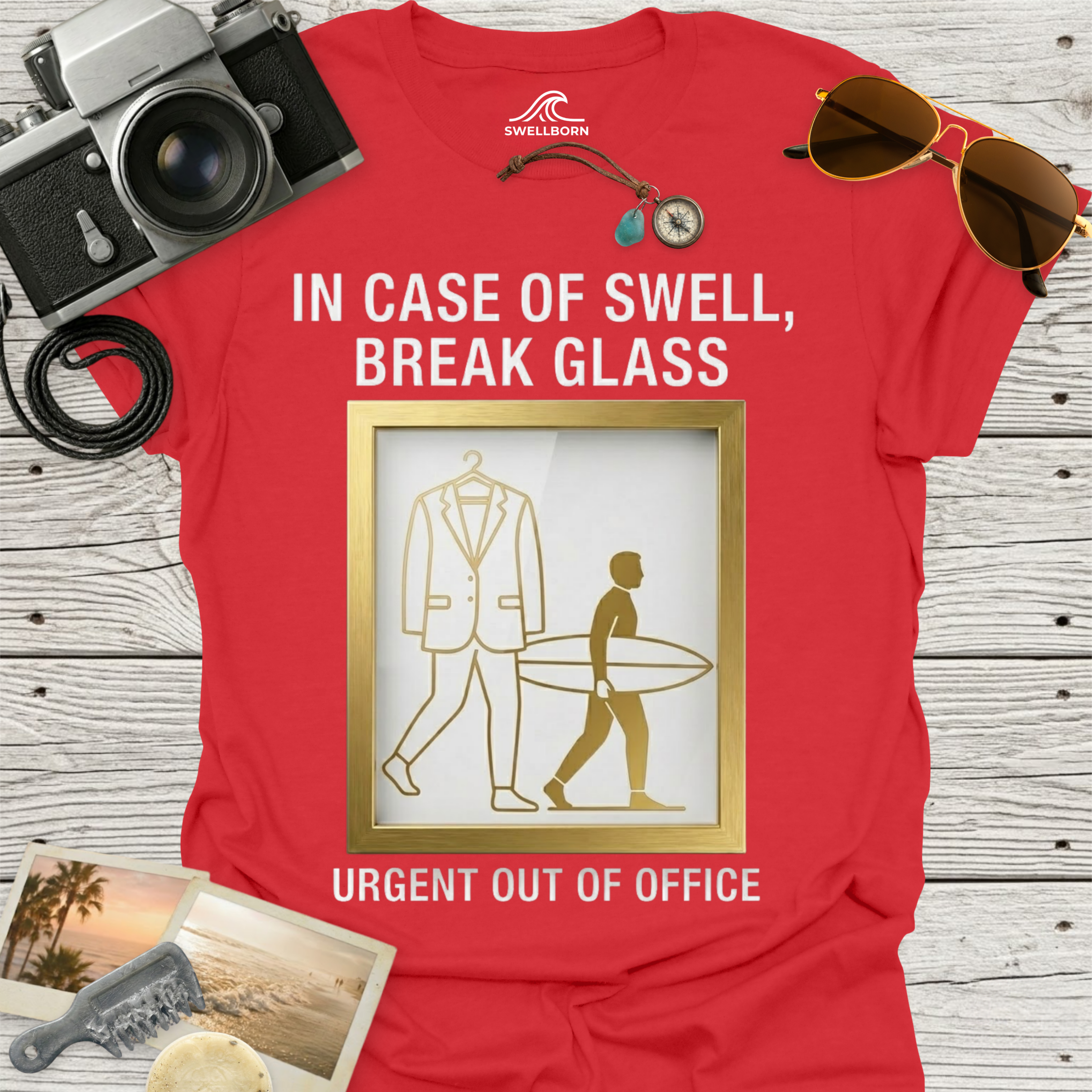 In Case of Swell, Break Glass (Urgent Out of Office) T-Shirt