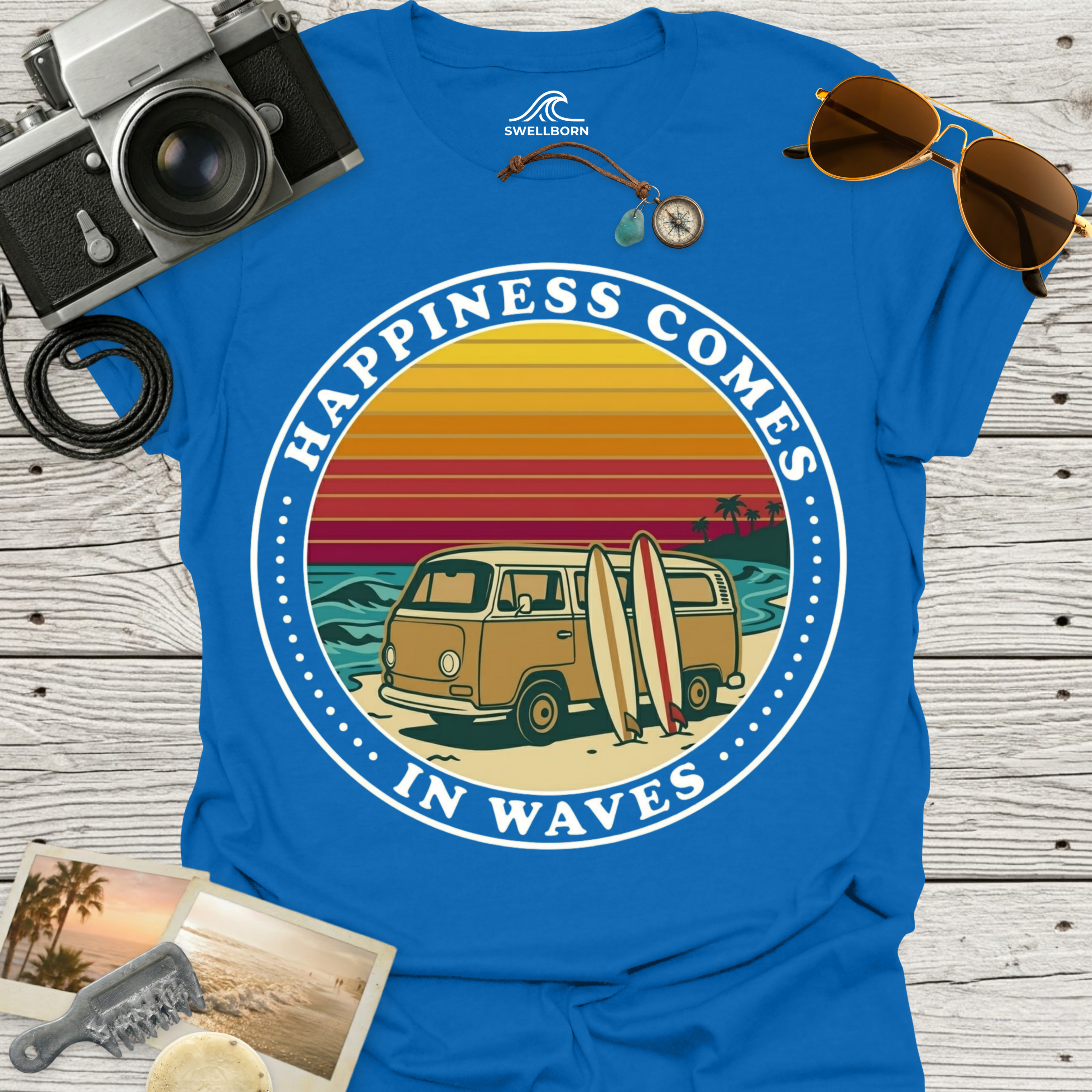 Happiness Comes In Waves T-Shirt