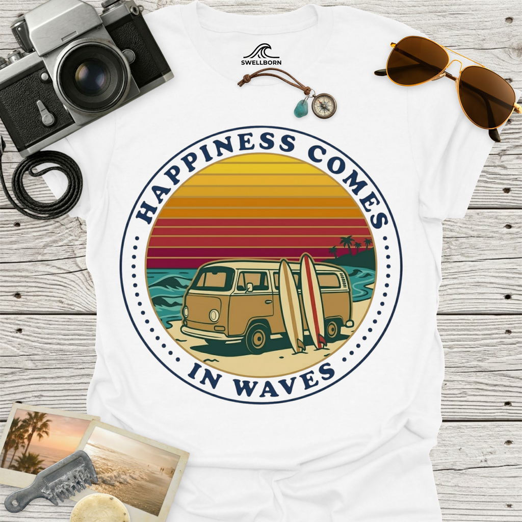 Happiness Comes In Waves T-Shirt