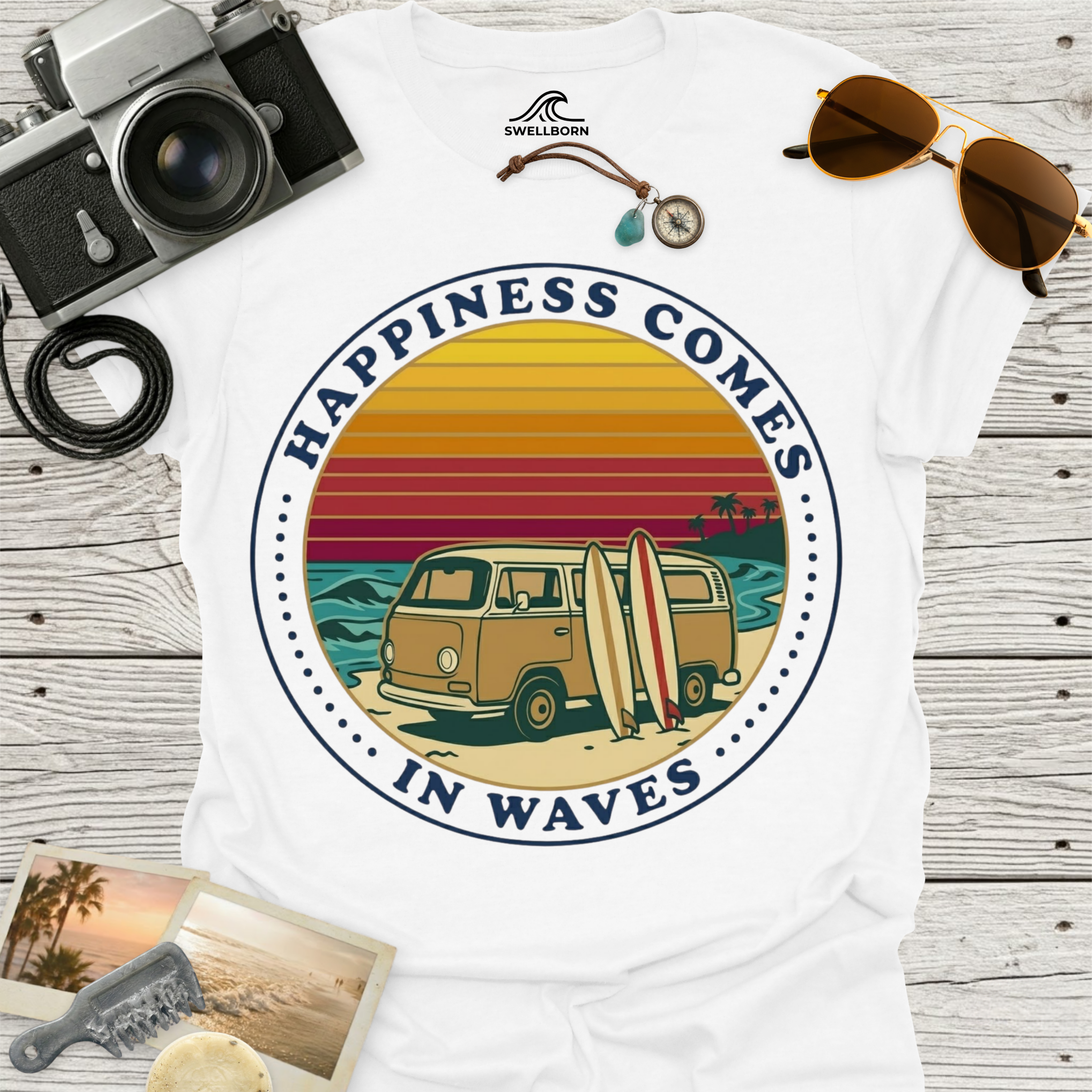 Happiness Comes In Waves T-Shirt